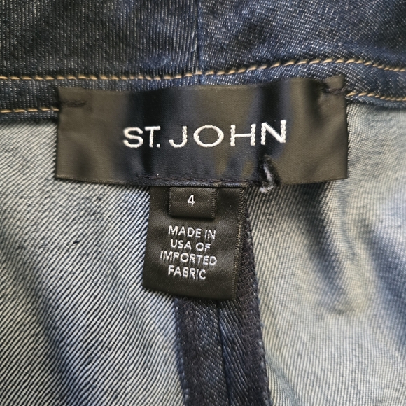 St. John Wide Leg Dark Wash Denim Pants Size 4 - Picture 8 of 8